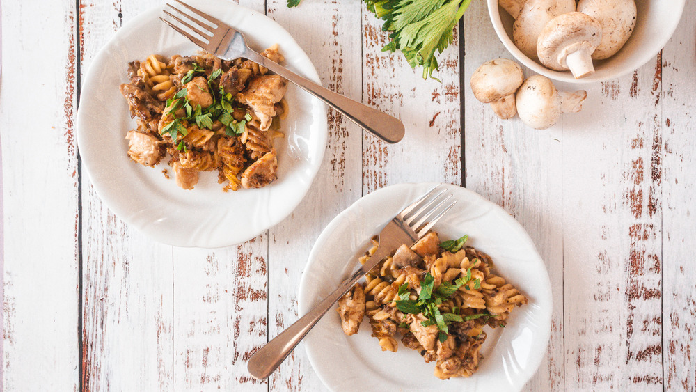 two plates of chicken casserole