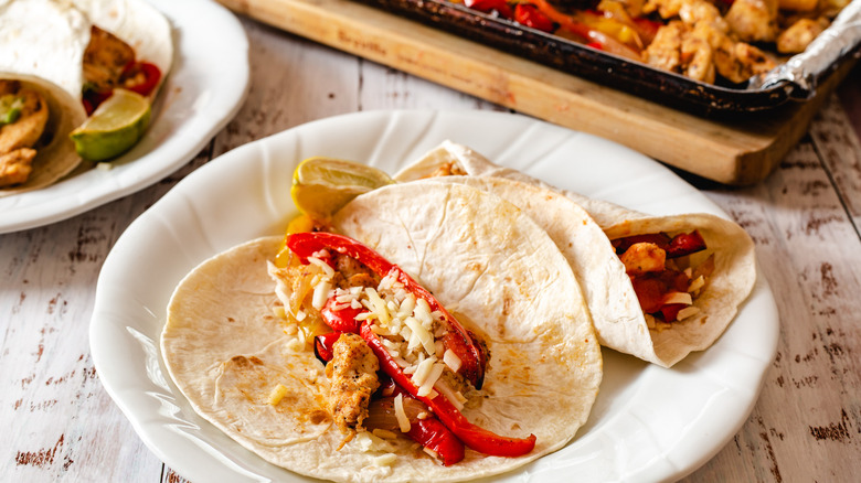 chicken fajitas on 