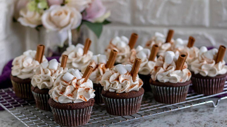 decorated Mexican hot chocolate cupcakes