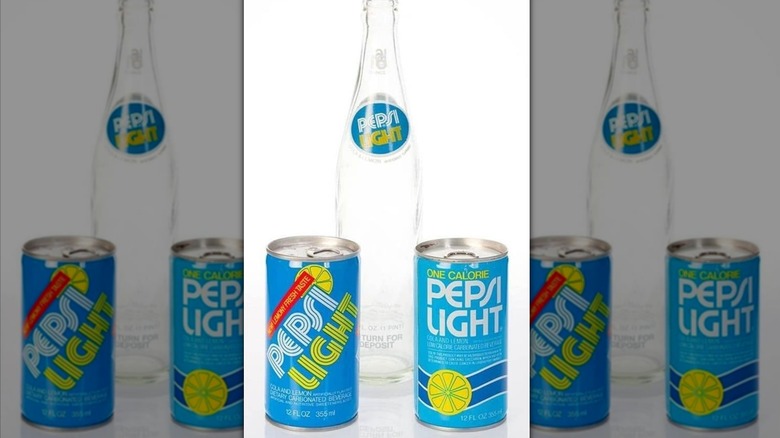 bottles and cans of Pepsi Light