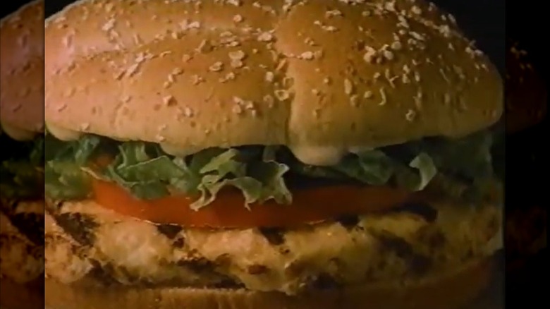 A close-up of the Burger King BK Broiler burger
