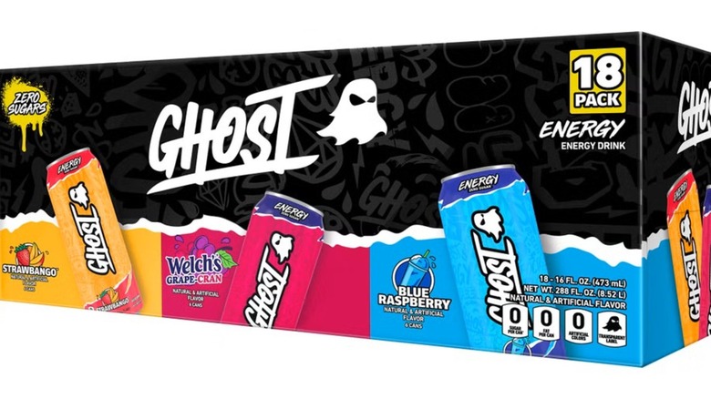 A variety pack of Ghost energy drinks.