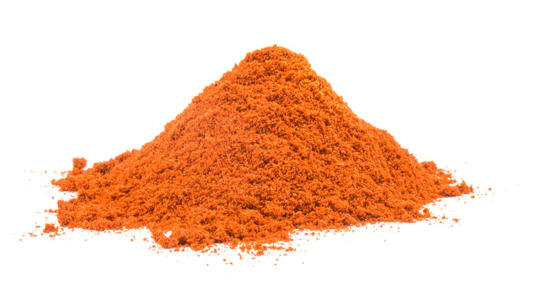 Cayenne pepper spice on white background