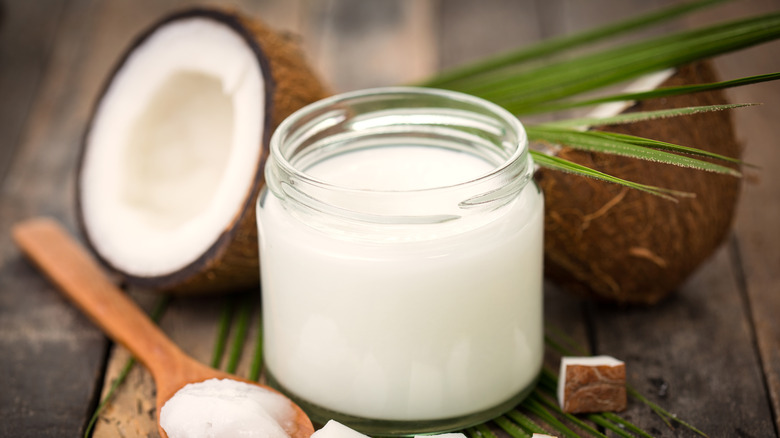 Coconut milk in a jar