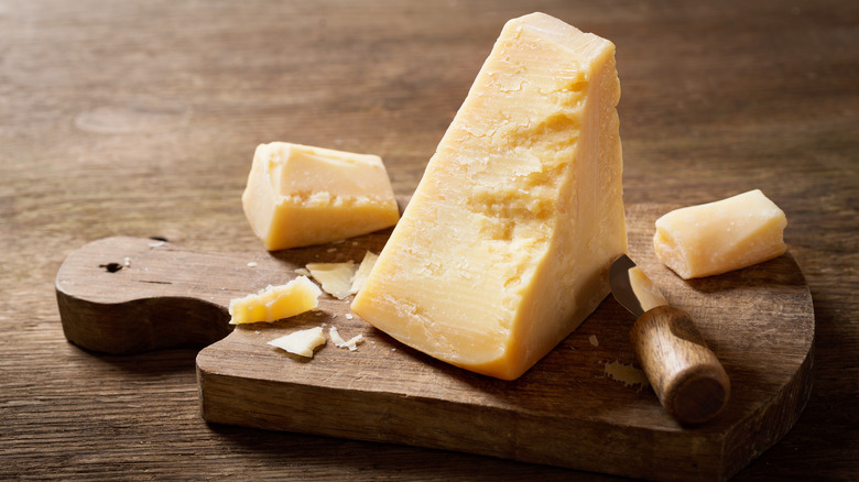 Parmesan on cutting board
