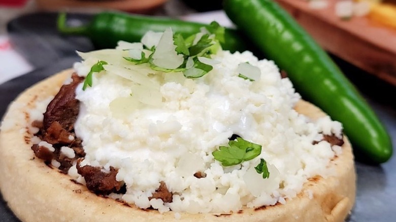 Tortilla bowl with cotija cheese