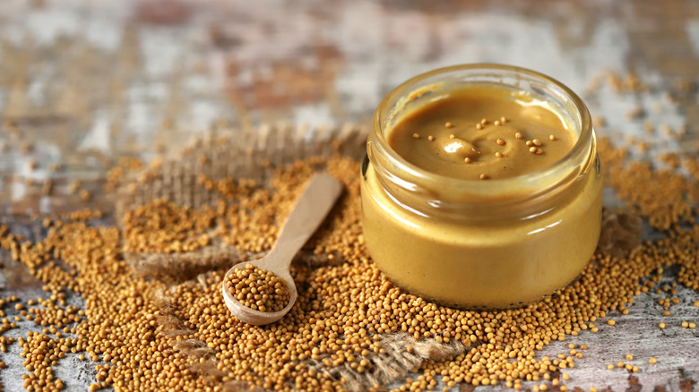 A jar of Dijon mustard