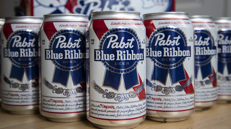 cans of Pabst Blue Ribbon