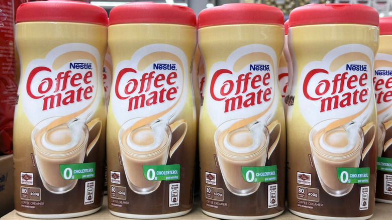 Coffee mate creamers on a shelf of a grocery store