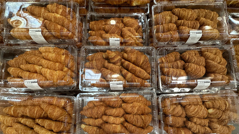 Packages of Kirkland Signature croissants in a Costco store