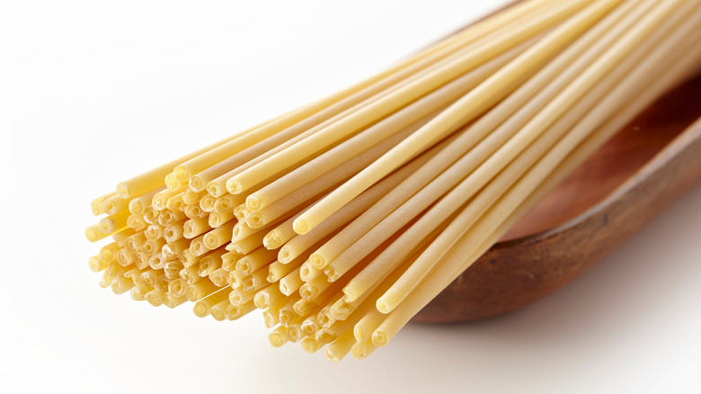  Dried bucatini pasta