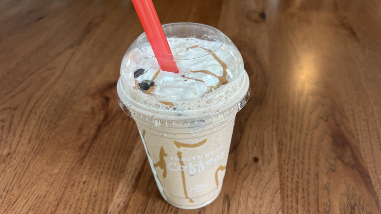 milkshake with peanut butter drizzle