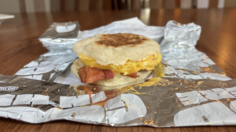 breakfast sandwich in English muffin