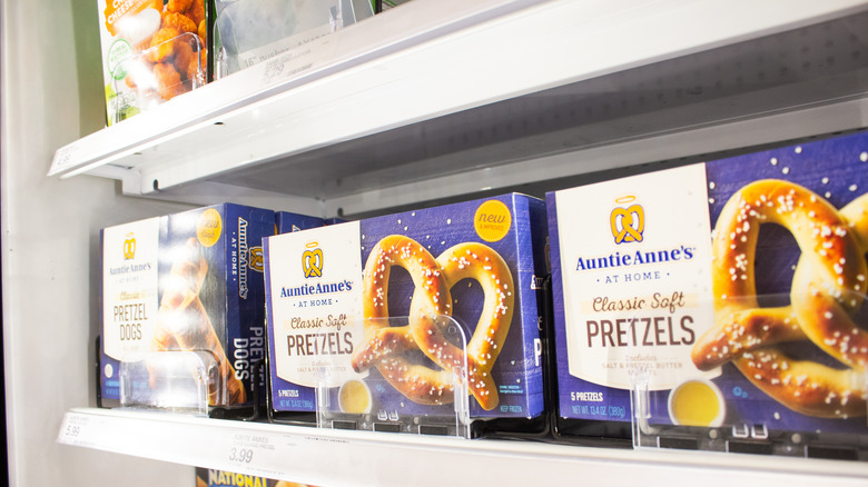 Frozen soft pretzels in supermarket