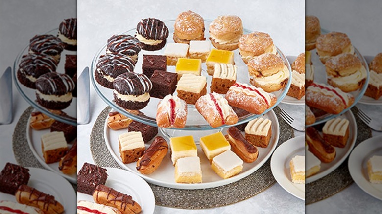 Platters of mini afternoon tea cakes