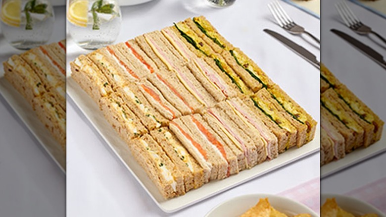 Tray of Costco finger sandwiches