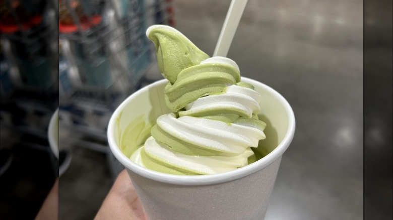 Cup of matcha swirl soft serve