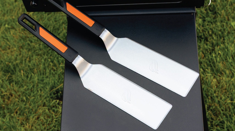 Two large Blackstone stainless steel spatulas