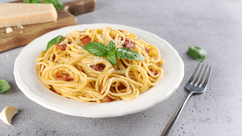 Plate of carbonara