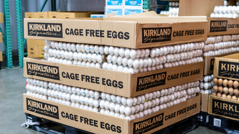 Bulk cartons of Kirkland eggs