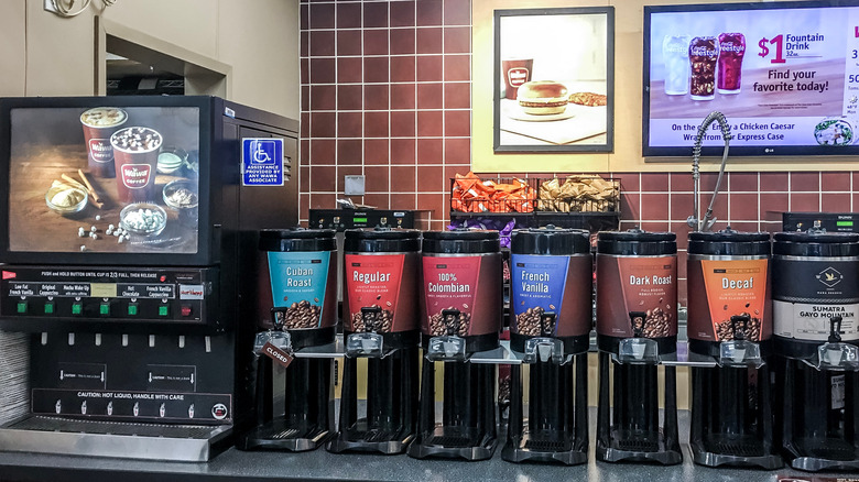 Carafes of coffee at Wawa