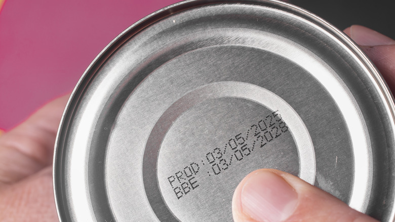 close-up of a can's best by date