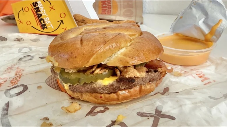 Game day pretzel burger