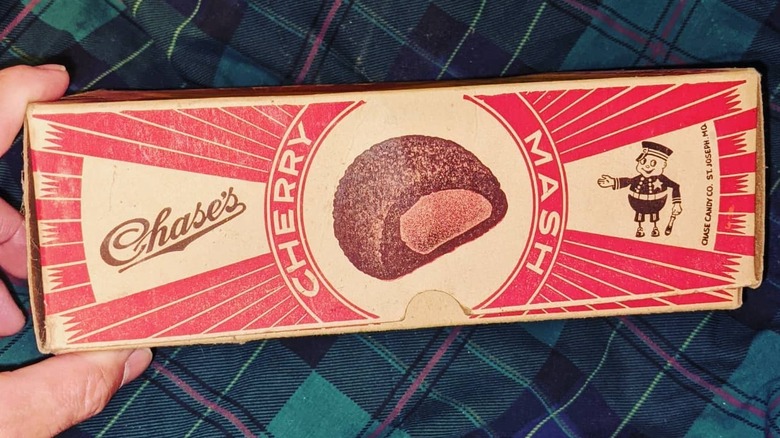 A vintage Cherry Mash packaging box