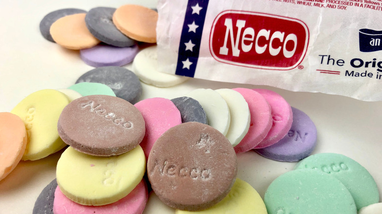Close-up on an opened package of Necco wafers