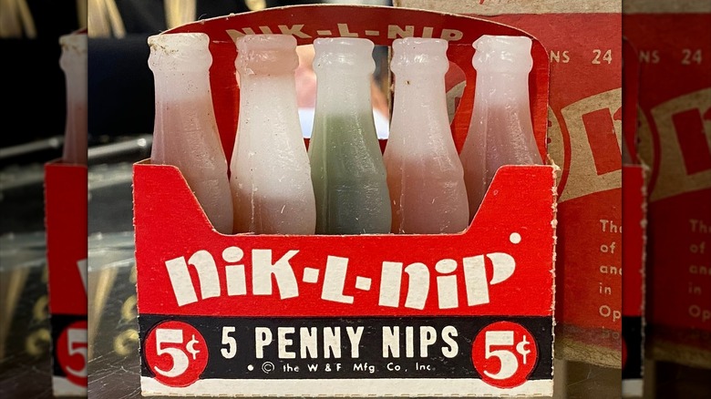 Vintage carton of Nik-L-Nip bottle candies
