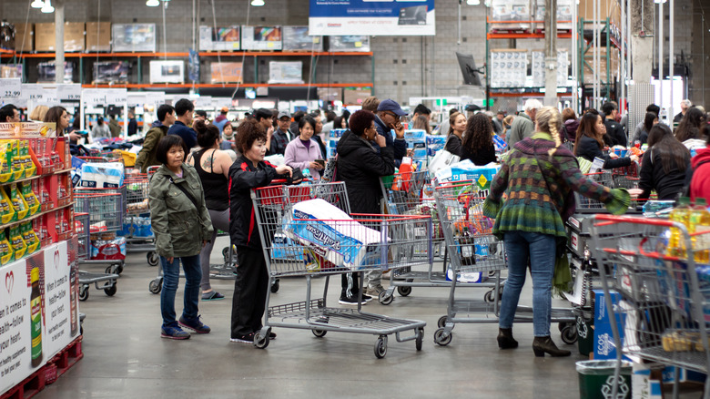 A crowded line at Costco