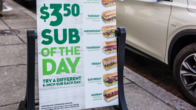 Subway restaurant showcasing sub of the day