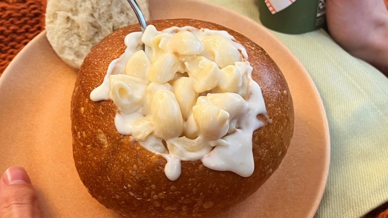 Panera Bread mac and cheese bread bowl