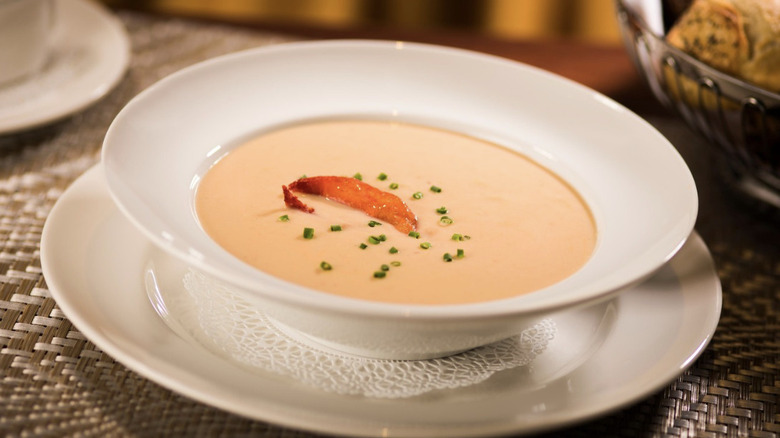 Close-up of The Capital Grille's Lobster Bisque in a white bowl