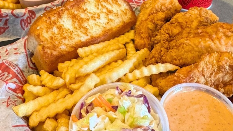 Close-up of Raising Cane's extra crispy chicken