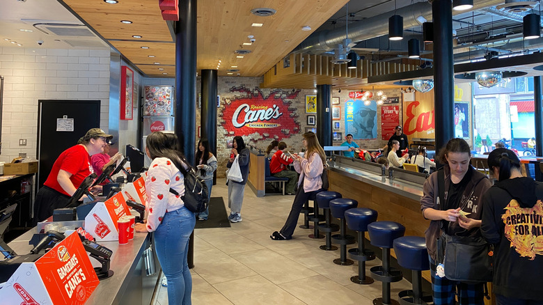 people waiting for food at Raising Cane's