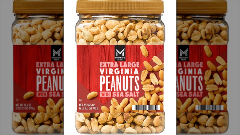 Large container of salted peanuts.