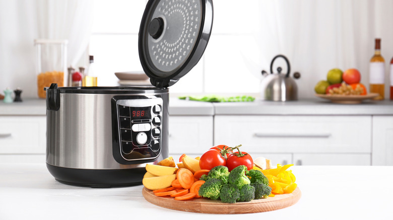 table with ingredients for crockpot meal