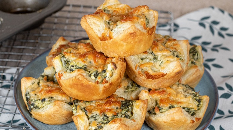 Spinach pastries on plate