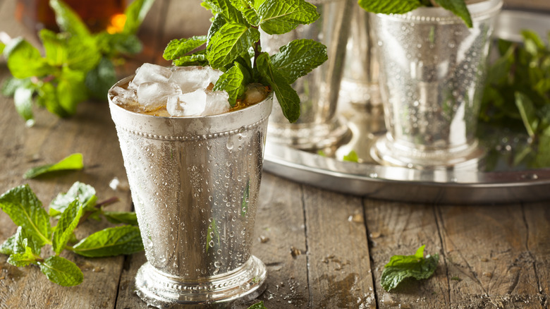 Mint julep on a table