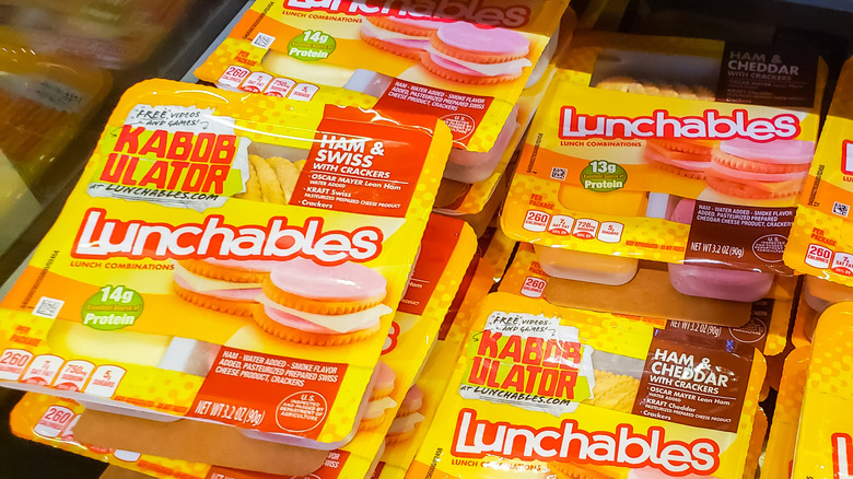Ham Lunchables varieties displayed at store
