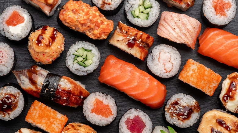 An assortment of different sushi