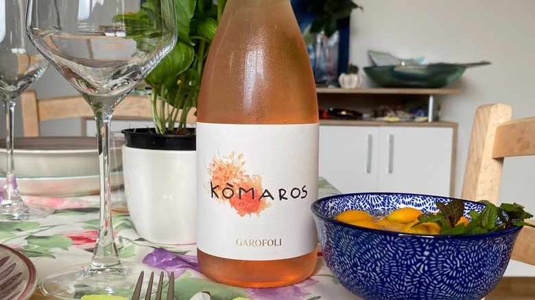 Bottle of Kormaros Rosato and glasses