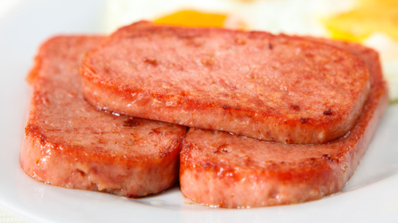 Slices of fried Spam