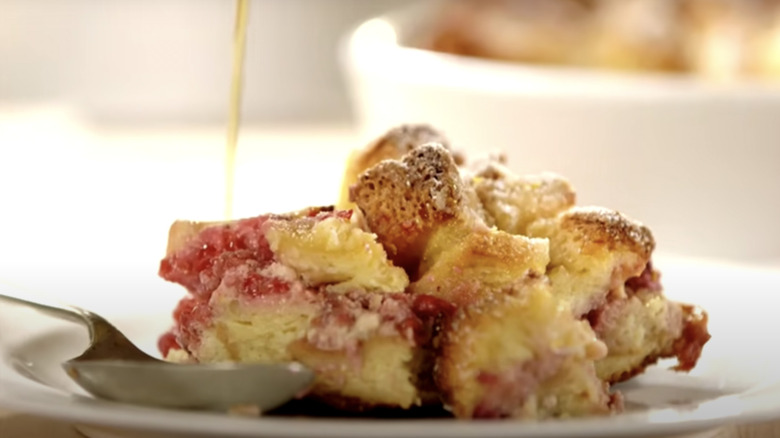 pouring syrup on french toast