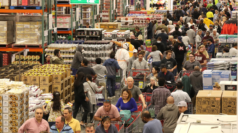 packed aisle in Costco
