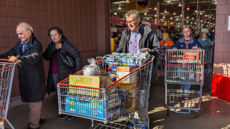 customers exiting Costco