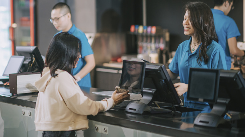 cash registers at nondescript fast food restaurant