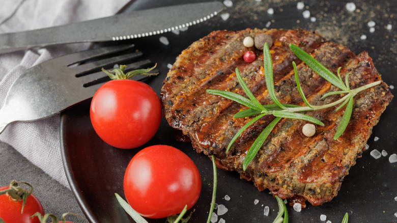 eye of round steak marinated and grilled