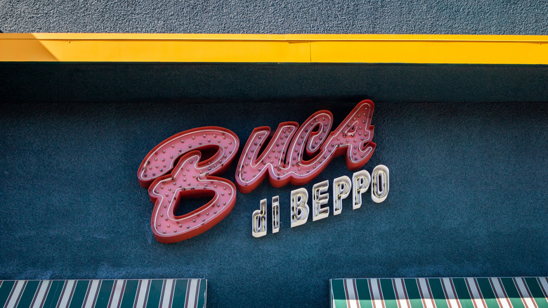 Closeup of a Buca di Beppo signage